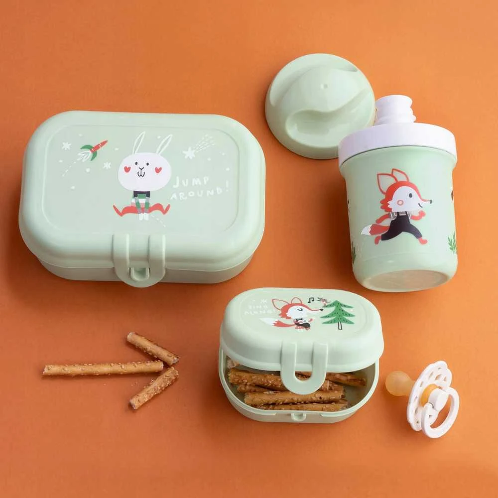 Rinkinys: 200 ml buteliukas ir HOP ON AT HOME priešpiečių dėžutė, 3 dalių, KOZIOL