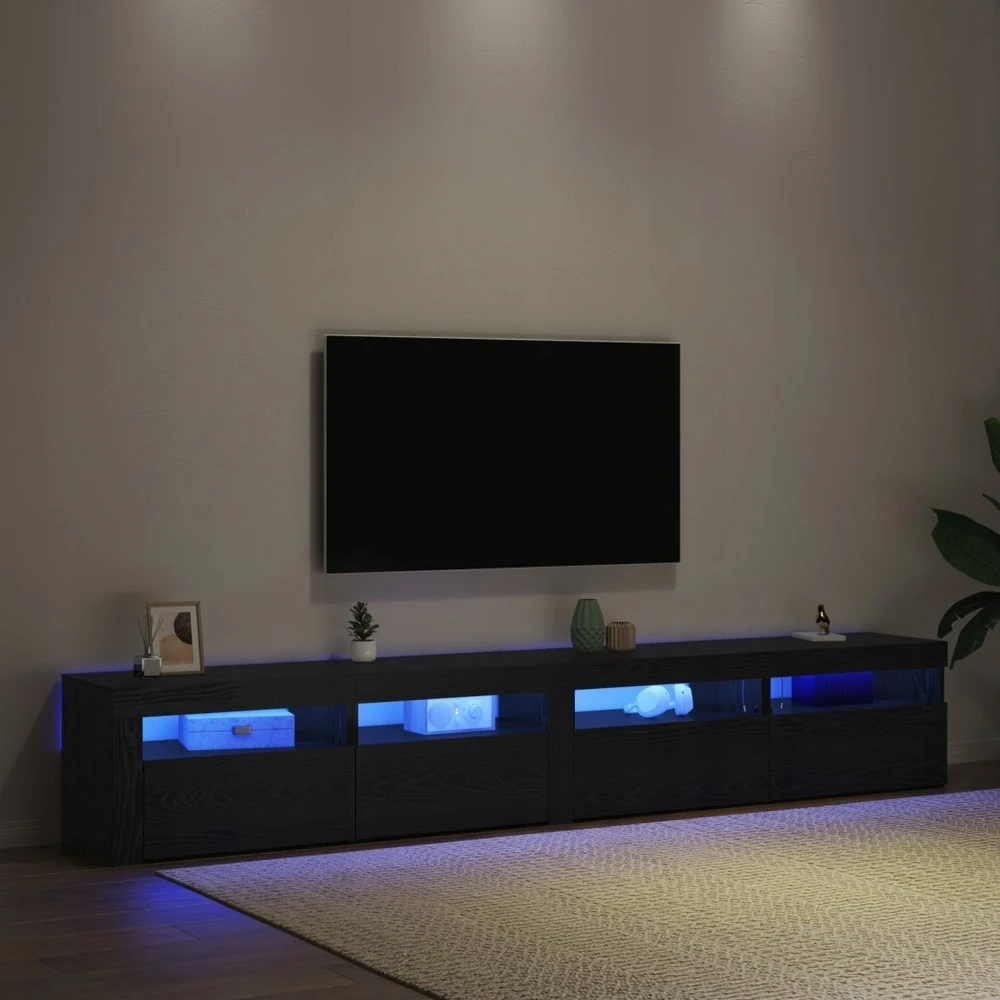 TV staliukas TV spintelių komplektas 3 vnt. Juodas ąžuolas Apdirbta mediena