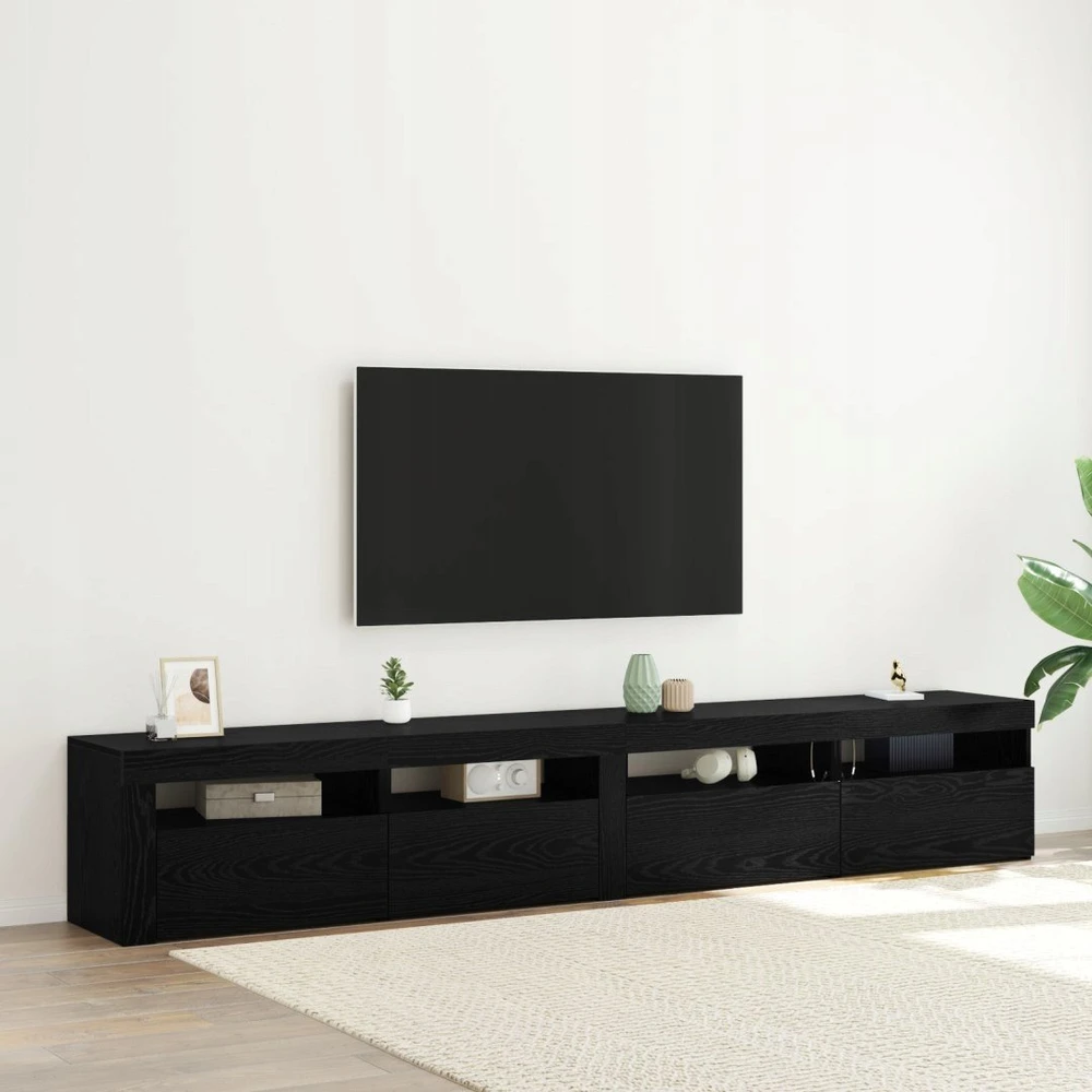 TV staliukas TV spintelių komplektas 3 vnt. Juodas ąžuolas Apdirbta mediena