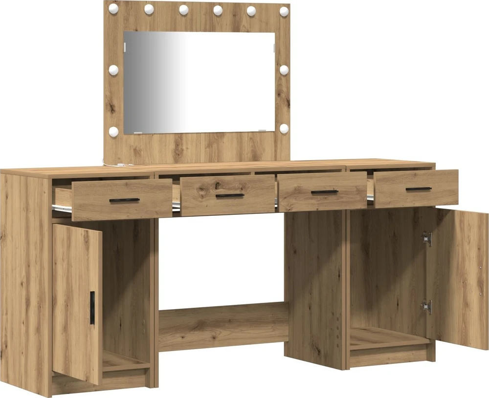 Makiažo stalas 3 vnt. Ruda 78,5 x 41 x 135 cm Apdirbta mediena