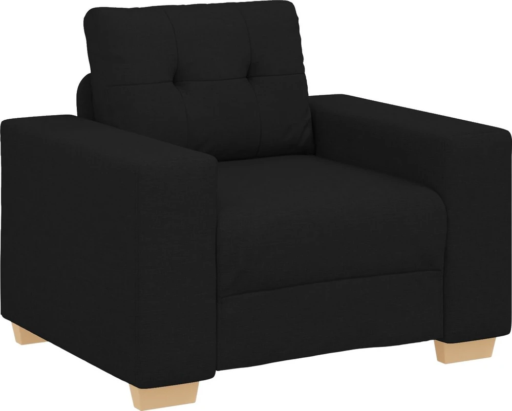 Sofa 3 vnt. Juoda Lino mišinio audinys