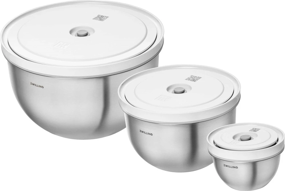 ZWILLING FRESH & SAVE 3 plieninių vakuuminių dubenėlių su dangčiu rinkinys