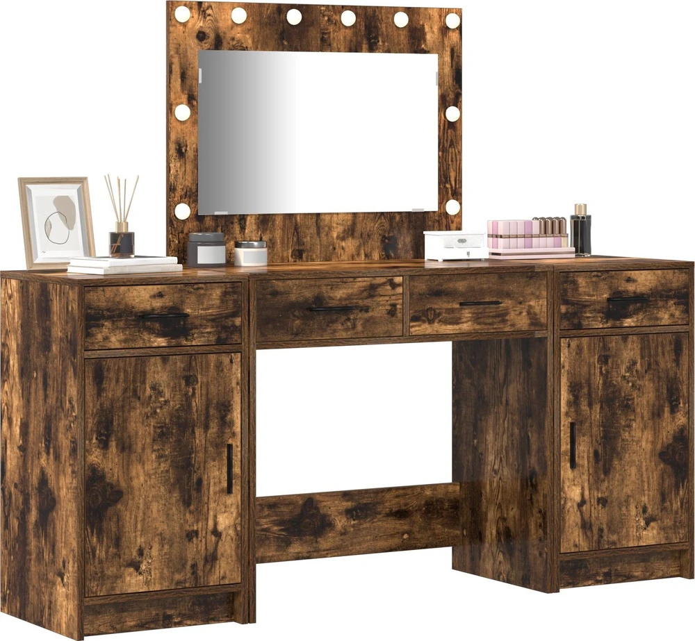 Makiažo stalas 3 vnt. Ruda 78,5 x 41 x 135 cm Apdirbta mediena