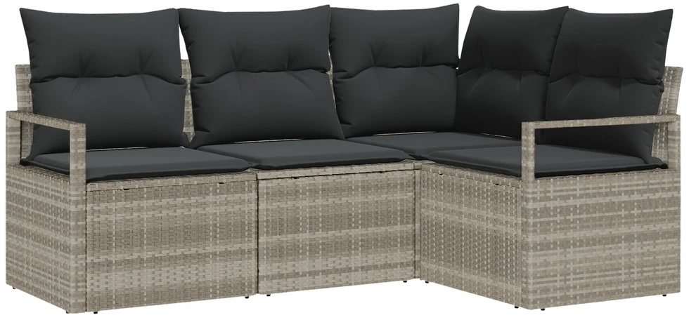 Lauko baldų komplektas Sofos komplektas 4 pcs Šviesiai pilka poliratanas
