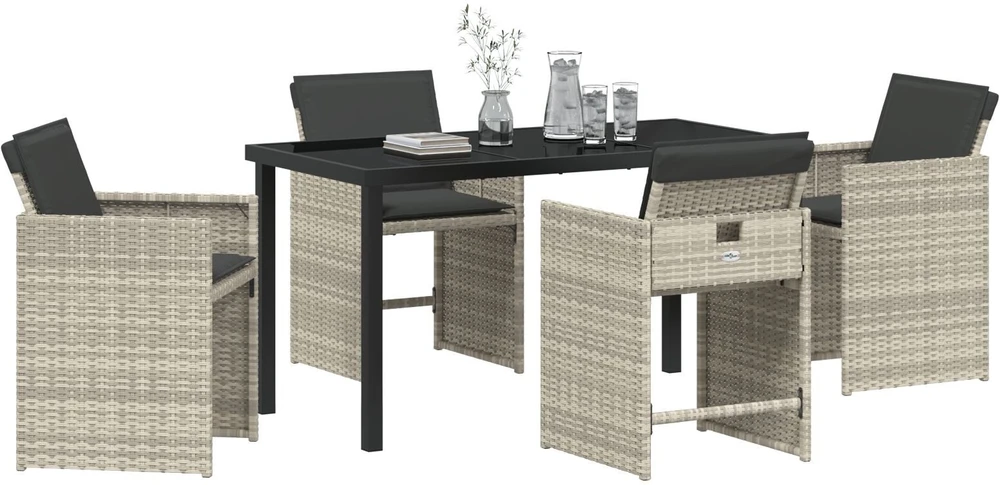 Lauko baldų komplektas Sodo valgomojo komplektas 5 vnt. Šviesiai pilka poliratanas