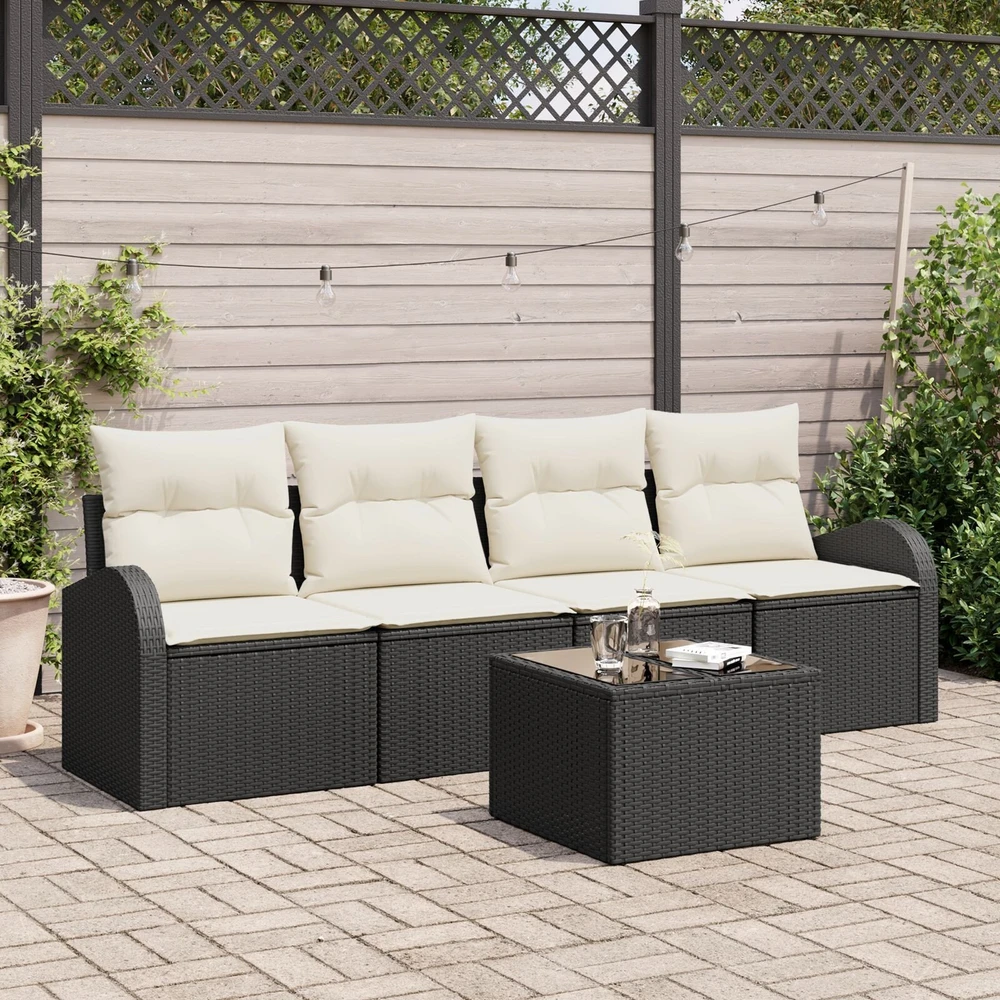 Sodo Sofų Rinkinys Juoda 55 x 55 x 37 cm poliratanas