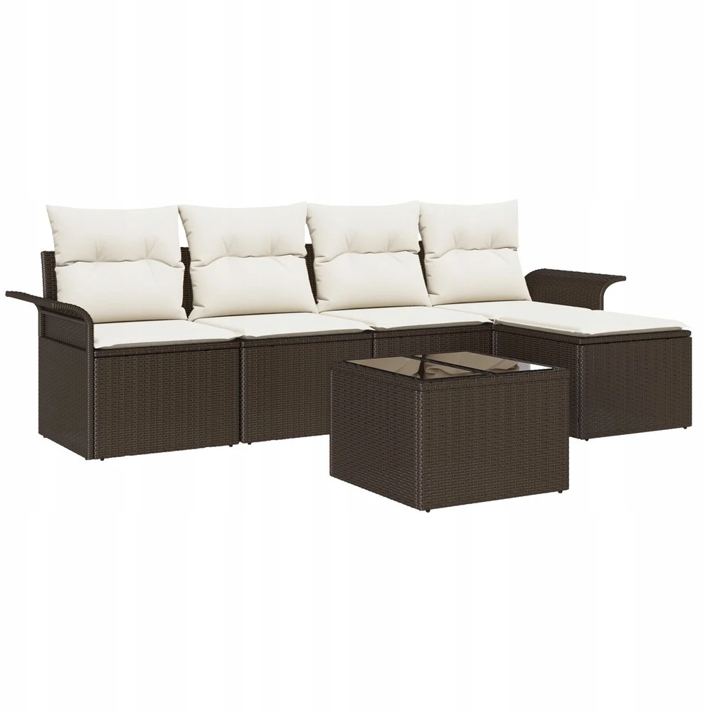 Lauko baldų komplektas Lauko sofa 6 vnt. Ruda poliratanas
