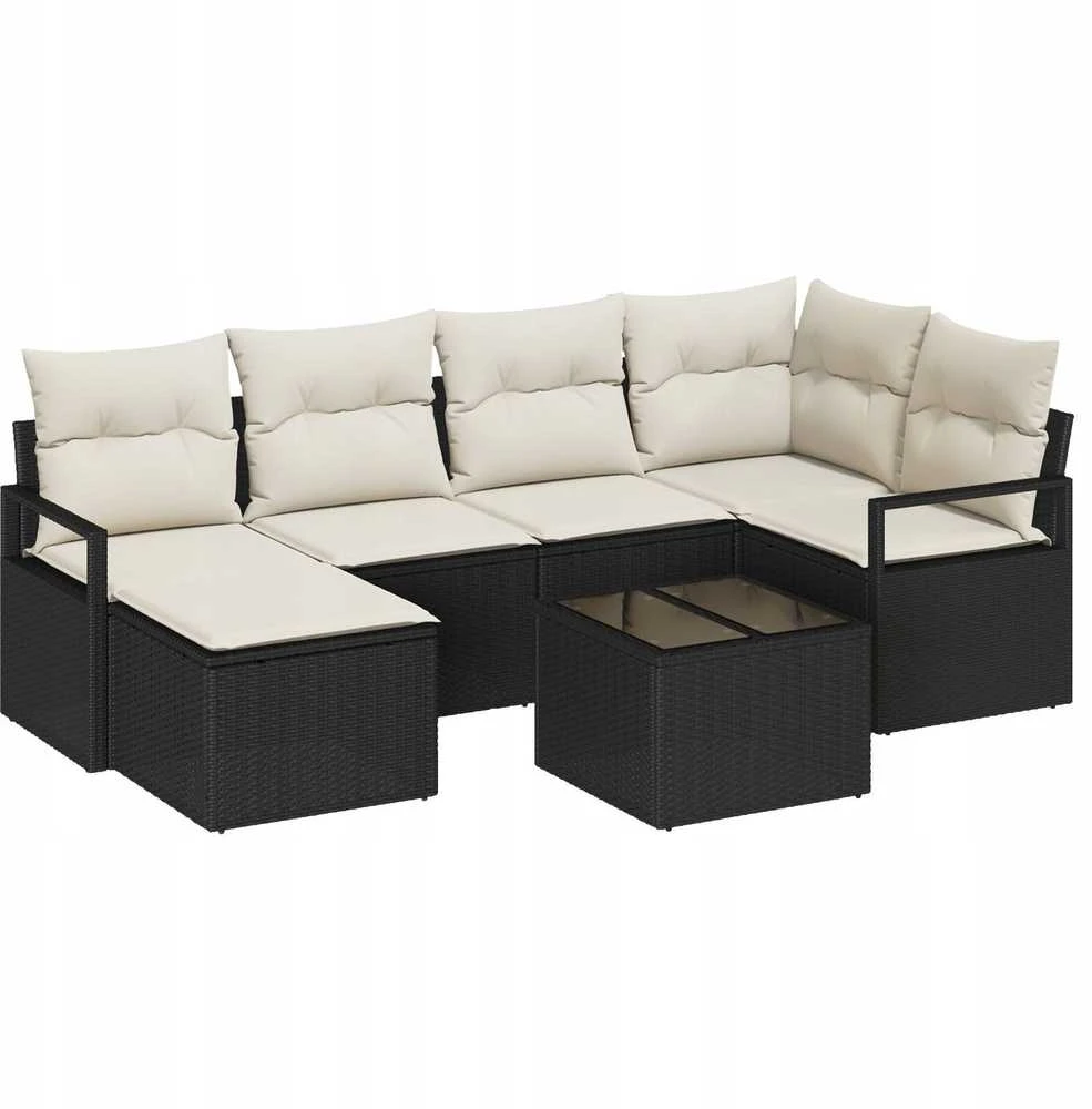 Lauko baldų komplektas Sofos komplektas 7 pcs Juoda poliratanas