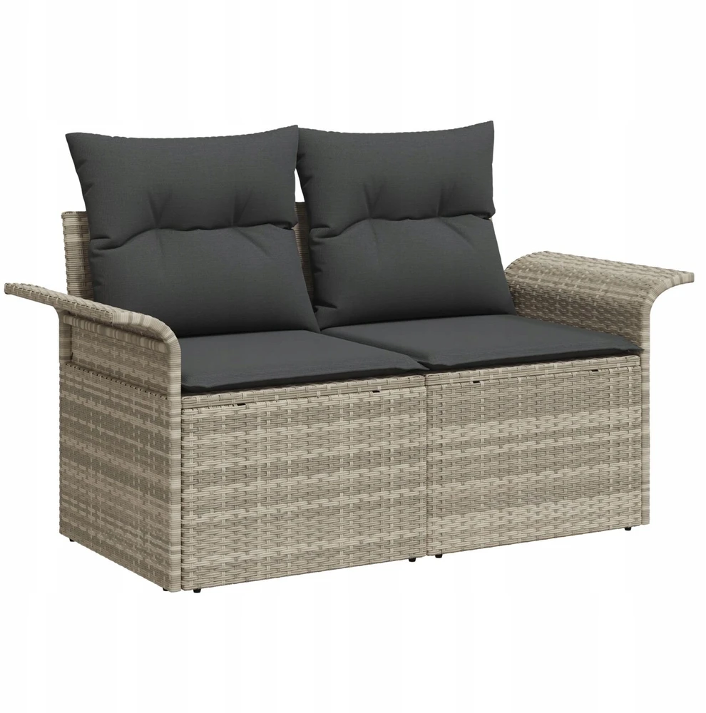 Lauko baldų komplektas Lauko sofa 6 vnt. Šviesiai pilka poliratanas