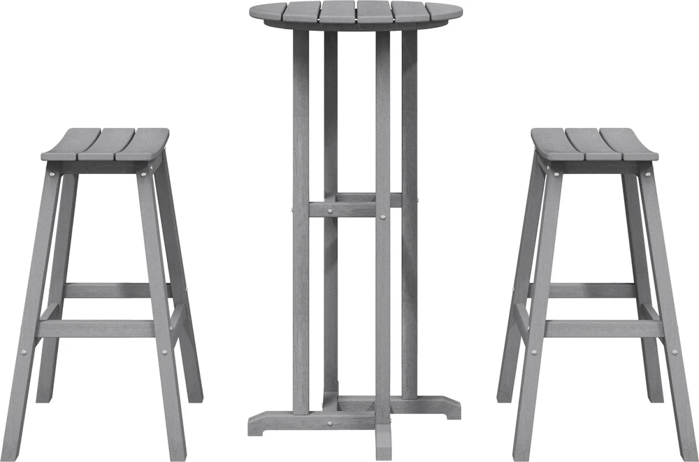Sodo baro komplektas 3 vnt. Šviesiai pilka HDPE
