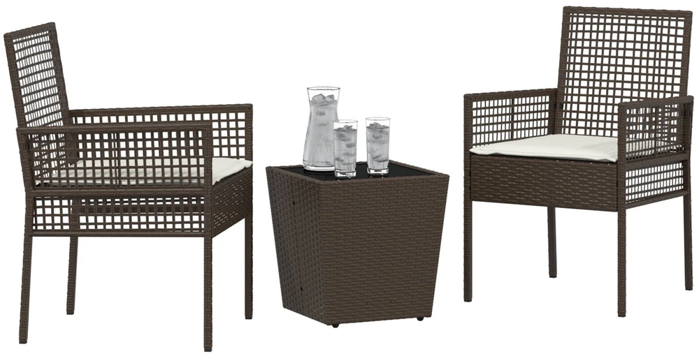 Sodo Bistro Rinkinys 3 vnt. Ruda poliratanas