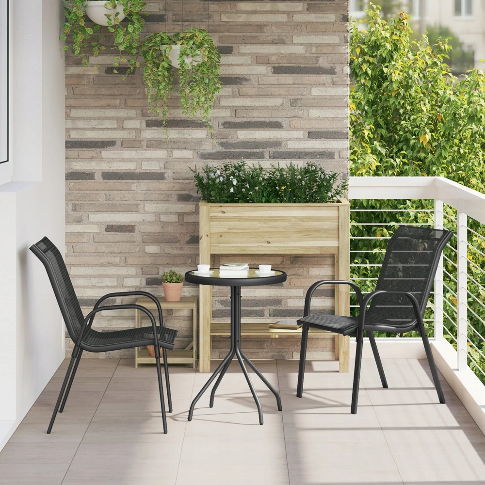 Lauko baldų komplektas Sodo Bistro Rinkinys 3 vnt. Juoda Plienas