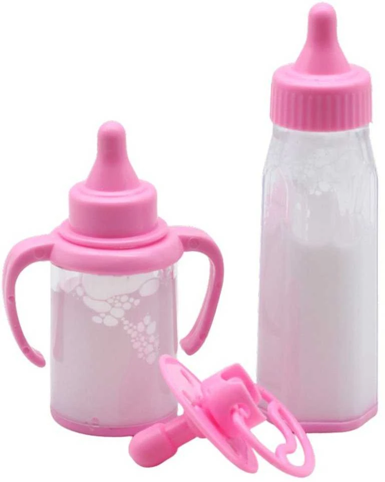 Lean Toys Lėlių buteliukų ir žinduko rinkinys - dingstanti pieno imitacija
