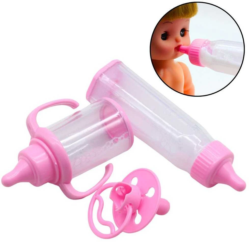 Lean Toys Lėlių buteliukų ir žinduko rinkinys - dingstanti pieno imitacija