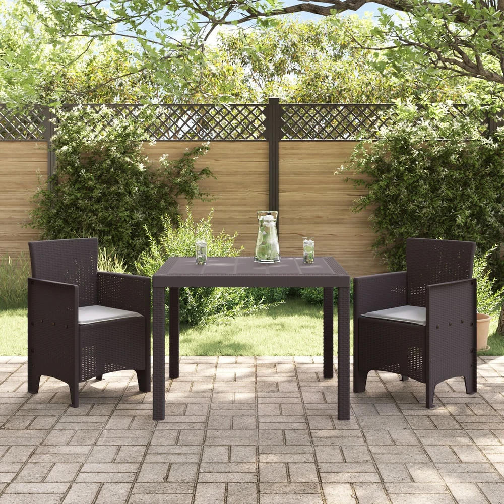Lauko baldų komplektas Sodo valgomojo komplektas 3 vnt. Ruda Polipropilenas