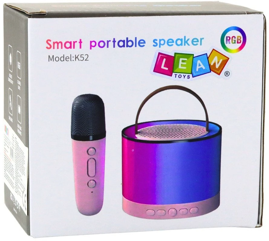 Lean Toys Karaoke kolonėlė su mikrofonu K52 rožinė