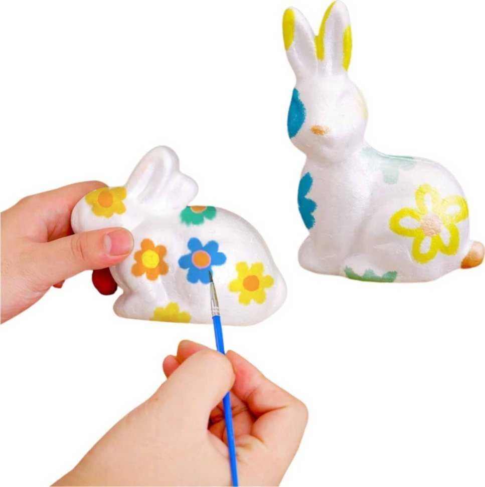 Lean Toys Rinkinys Putplasčio dekoracijų rinkinys, 4 zuikučiai, teptukas