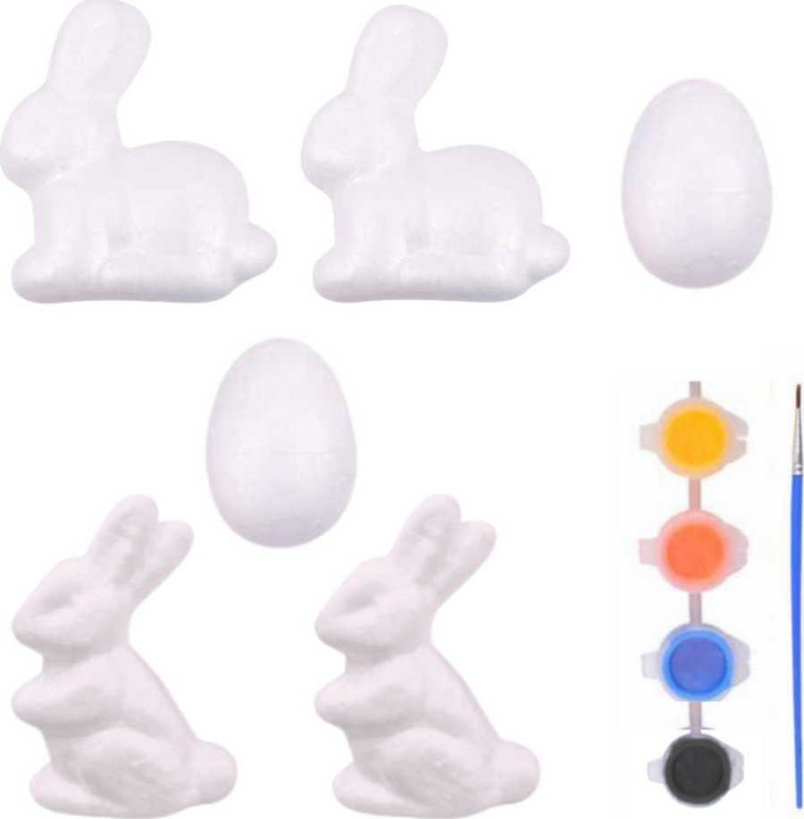 Lean Toys Rinkinys Do Malowania Styropianowych Ozdób 4 Zające 2 Jajka Farby