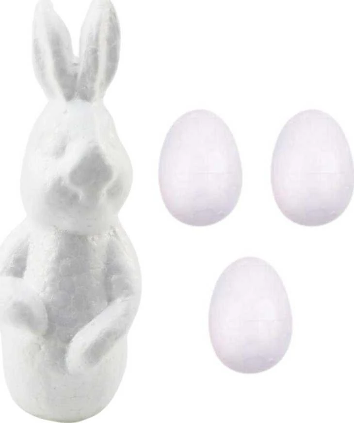 Lean Toys Putplasčio Velykų dekoravimo rinkinys kiškutis ir 3 kiaušiniai