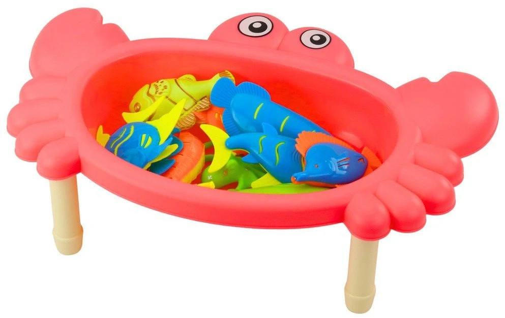 Lean Toys Žvejybos rinkinys vaikams: rožinis krabų staliukas su meškere ir žuvytėmis