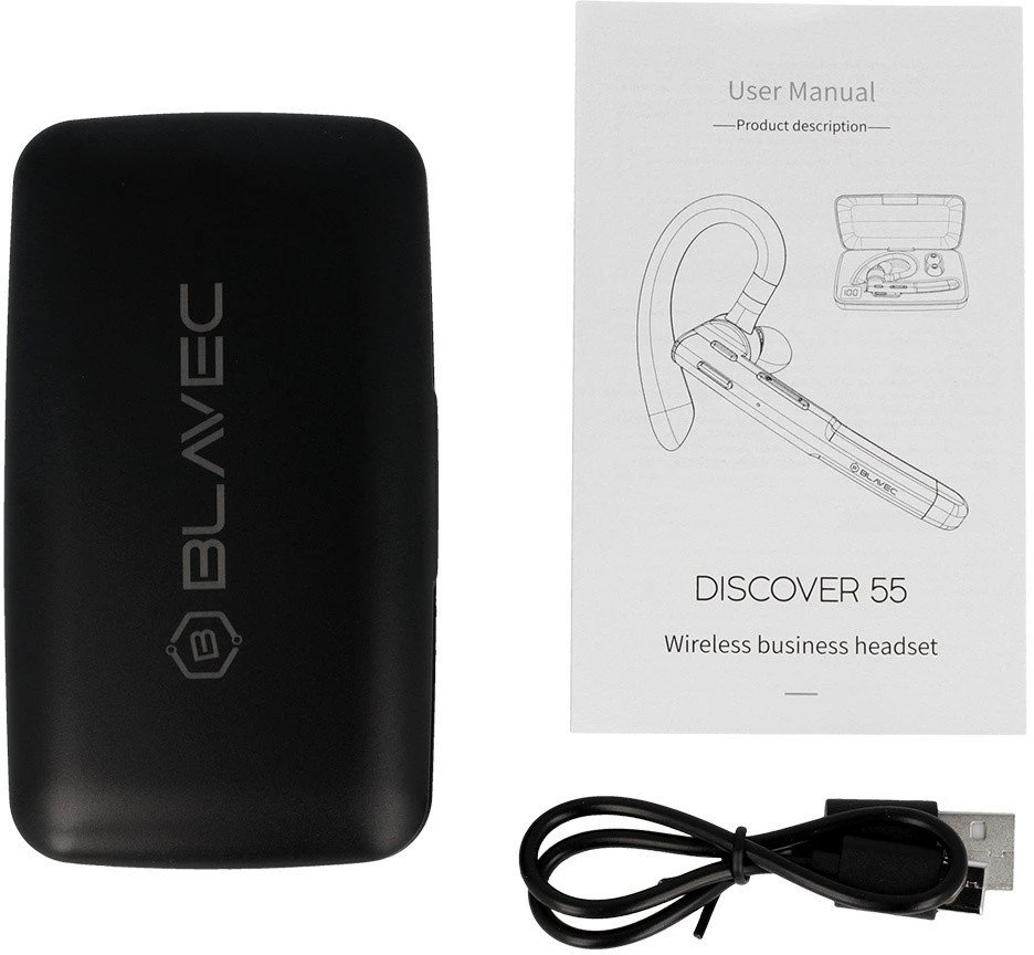 Blavec Bluetooth laisvų rankų įranga Discover 55 + išorinė baterija (BHDI55-B) juodos spalvos