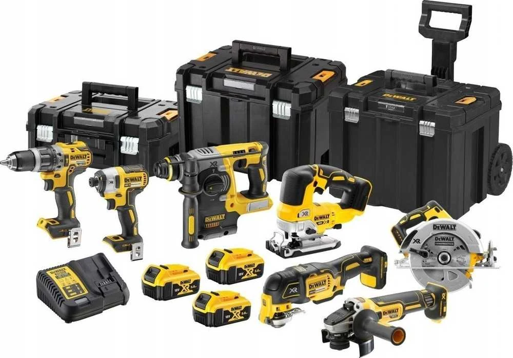 DeWalt Akumuliatorinis įrankių rinkinys DCK755P3T, DCD796+DCF887+DCS355+DCS334+DCH273+DCG405+DCS570, 18V XR, 3x5.0Ah, Li-Ion, TStak