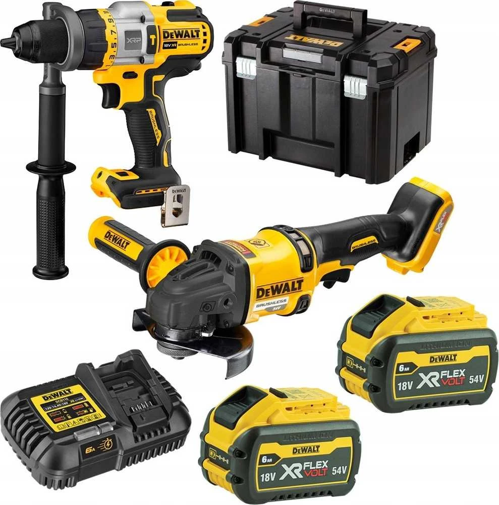 Įrankių rinkinys DeWalt DCK2016T2T-QW (DCD999 + DCG418); 2x6,0 Ah akum.