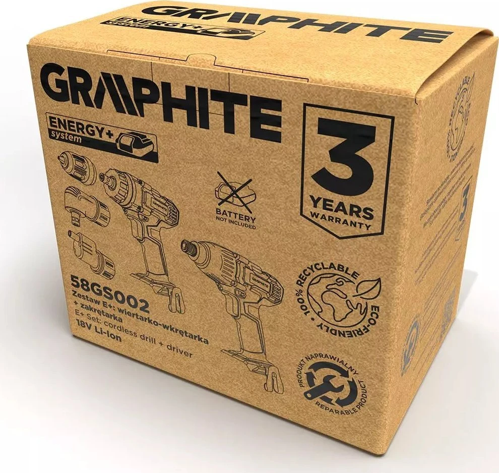 Graphite E+ rinkinys: 58G022-AD gręžtuvas/suktuvas su 58G012 atsuktuvu