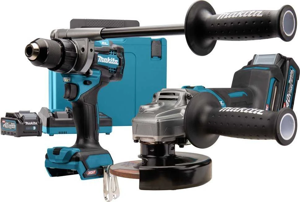 Makita DK0124G201 XGT Akumuliatorinių įrankių komplektas DF001G + GA005G + DC40RA + BL4040x2 + MAKPAC lagaminas (2 vnt Combo)
