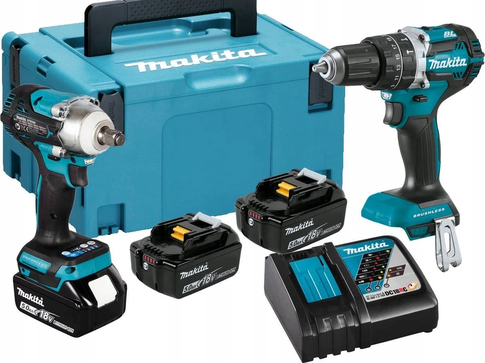 MAKITA KOMPLEKTAS COMBO 18V DLX2359TJ1 (DHP484, DTW300) 3×5,0Ah