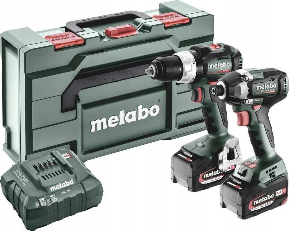 Metabo įrankių rinkinys su lagaminu ir įkrovikliu