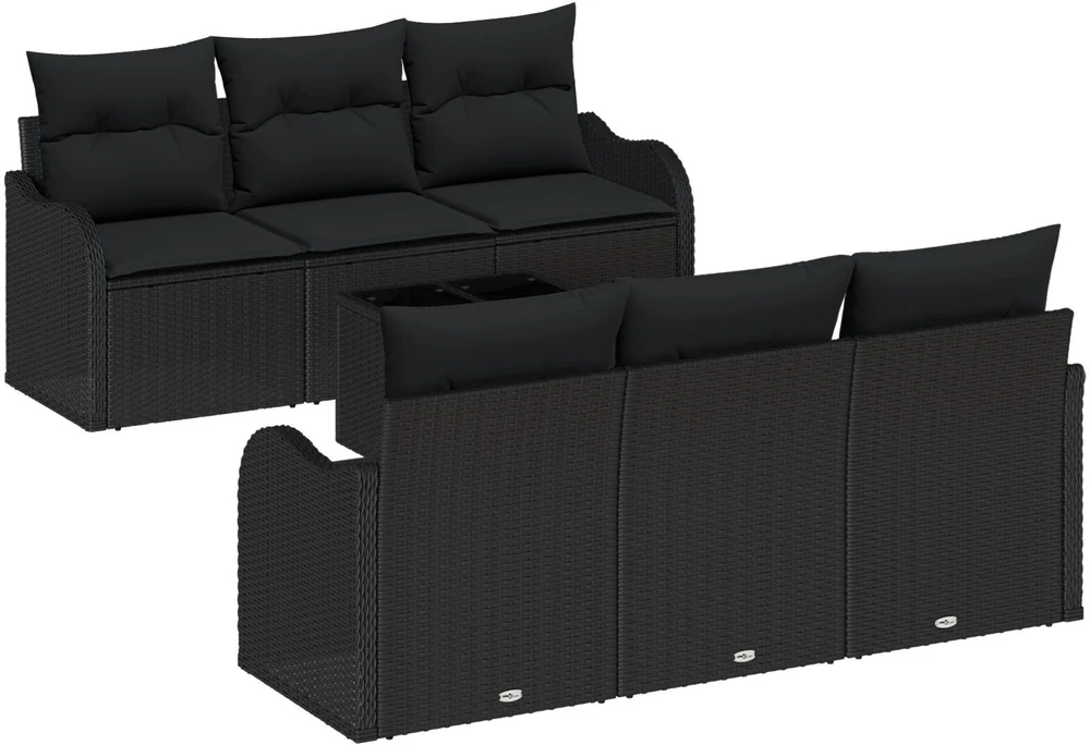Sodo Sofų Rinkinys Juoda 55 x 55 x 37 cm poliratanas