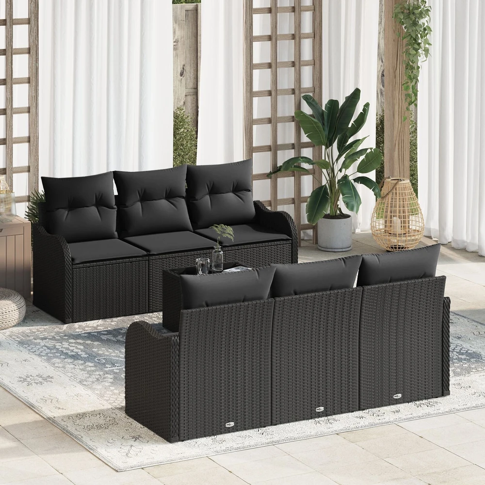 Sodo Sofų Rinkinys Juoda 55 x 55 x 37 cm poliratanas