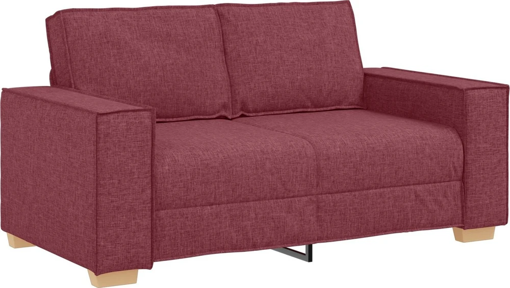 Sofa 3 vnt. Vyno raudona Lino mišinio audinys