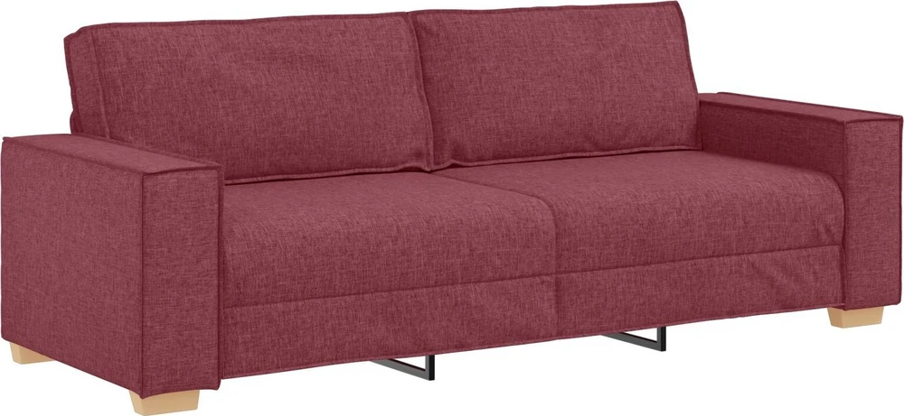 Sofa 3 vnt. Vyno raudona Lino mišinio audinys