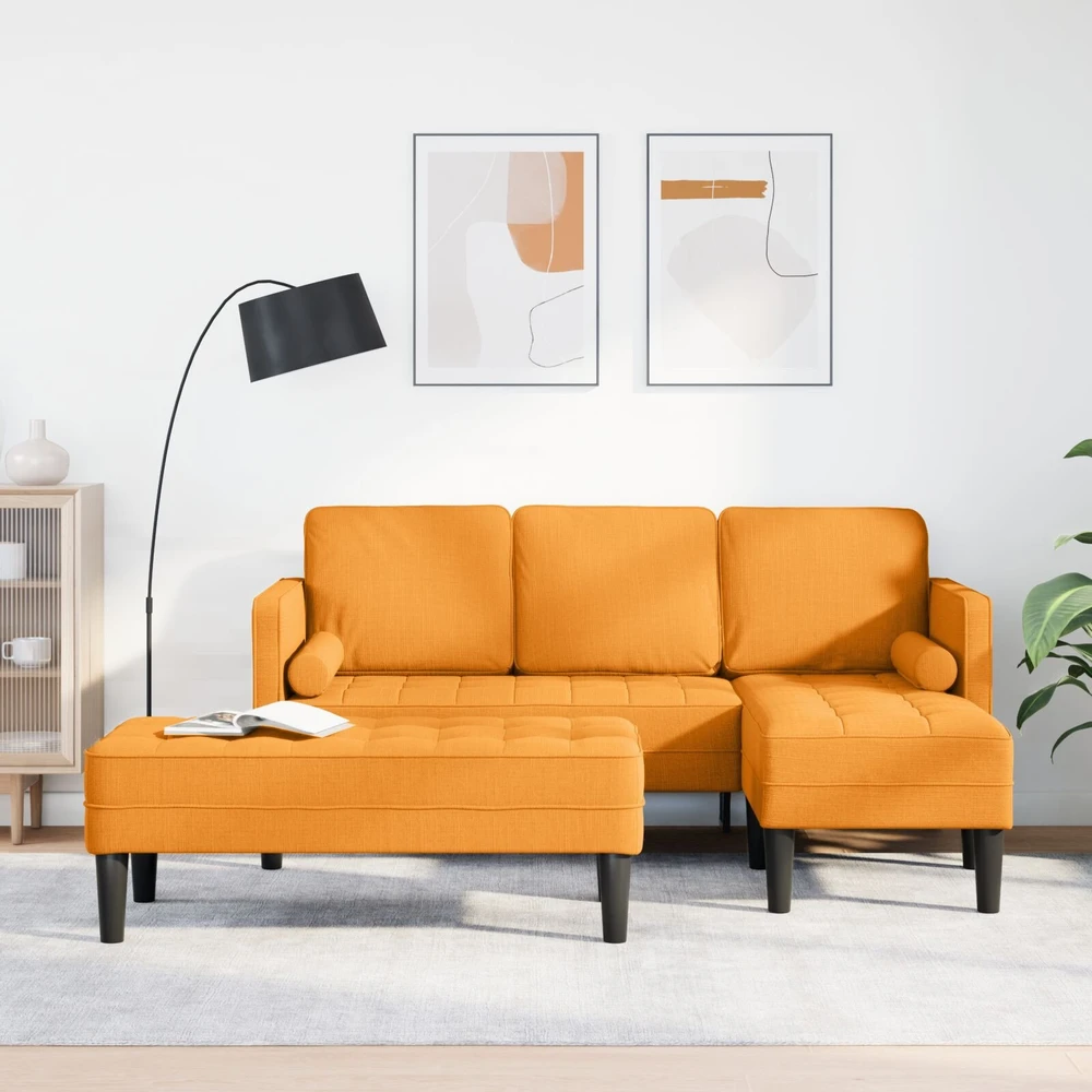 Sofa Sofos komplektas 2 vnt. Tamsiai geltona Poliesteris