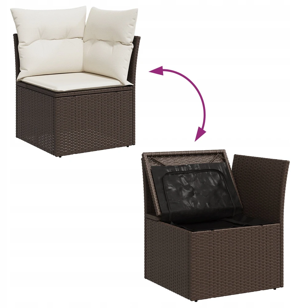 Sodo Sofų Rinkinys 6 vnt. Ruda [Sintetinė]: Poli ratanas