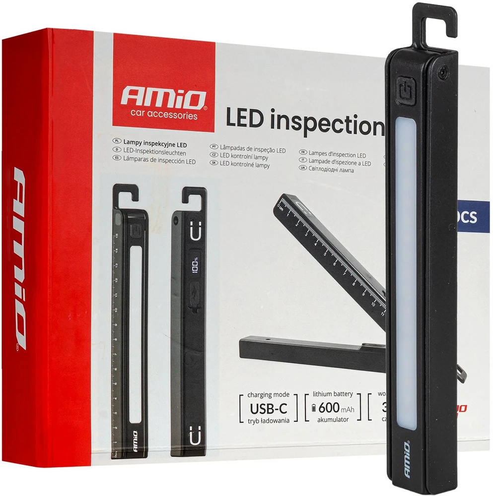 LED inspekcinių žibintų rinkinys, 10 vnt., akumuliatoriniai XTE + SMD, 600 mAh, AMIO-04670