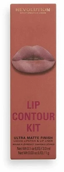 Rinkinys „Makeup Revolution“: skysti lūpų dažai „Makeup Revolution Brunch“, 3 ml + lūpų pieštukas „Makeup Revolution Precision Lip Liner Brunch“, 1 g