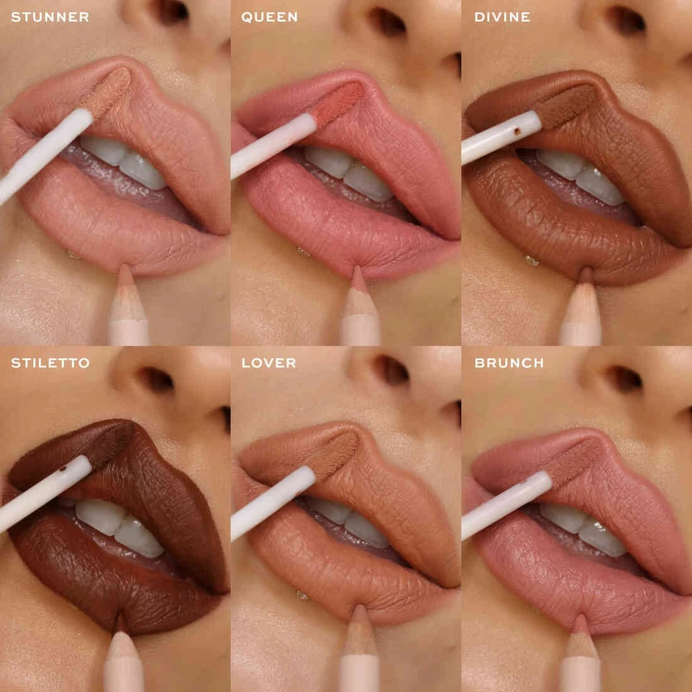 Rinkinys „Makeup Revolution“: skysti lūpų dažai „Makeup Revolution Brunch“, 3 ml + lūpų pieštukas „Makeup Revolution Precision Lip Liner Brunch“, 1 g