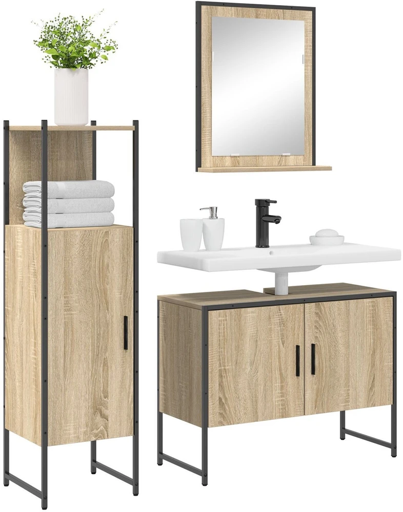 Vonios baldų rinkinys 3 vnt. Ruda 33 x 33 x 120,5 cm