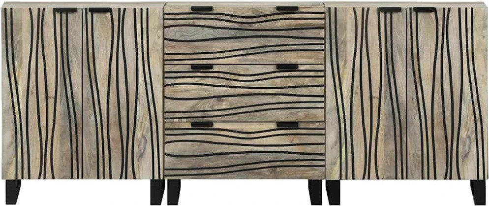 Šoninė spintelė 3 vnt. Balta 180 x 33 x 75 cm