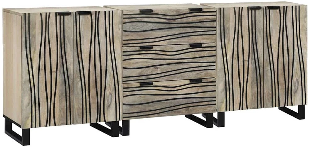Šoninė spintelė 3 vnt. Balta 180 x 33 x 75 cm