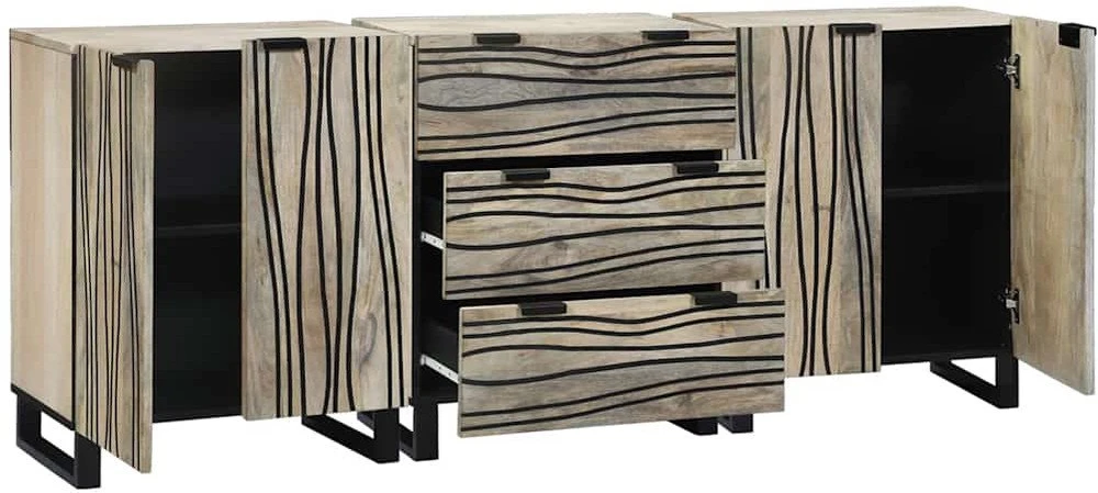Šoninė spintelė 3 vnt. Balta 180 x 33 x 75 cm