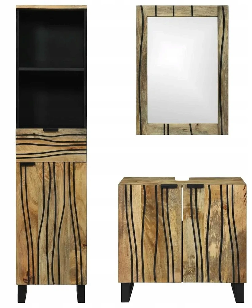 Vonios baldų rinkinys 3 vnt. Ruda 38 x 33 x 160 cm