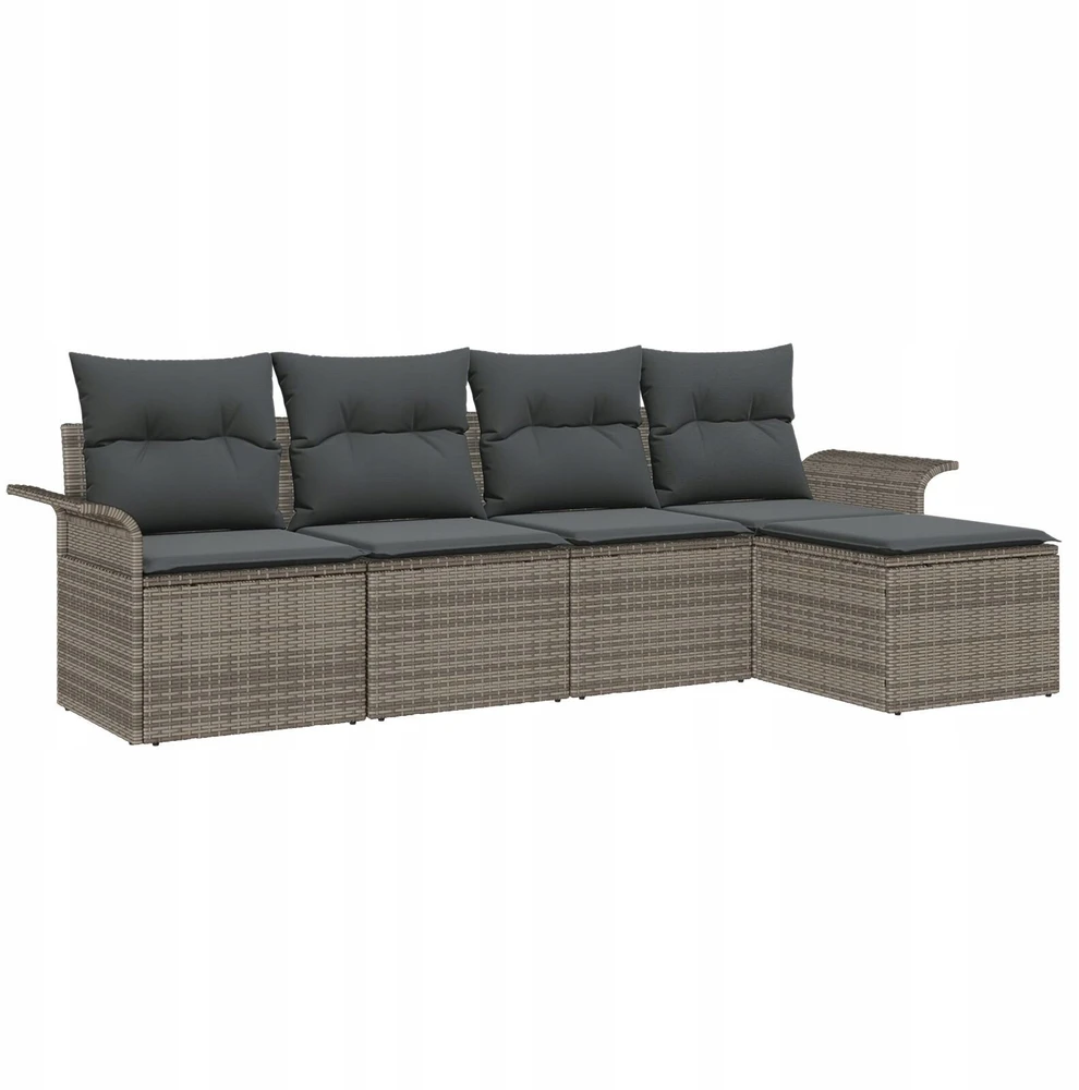 Lauko sofa 5 vnt. Pilka poliratanas