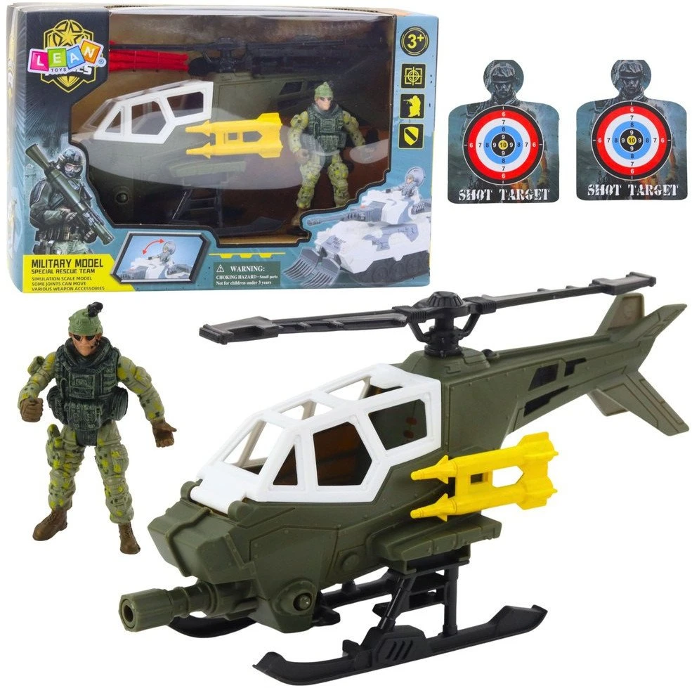 Lean Toys Karinis sraigtasparnis su kareivio figura