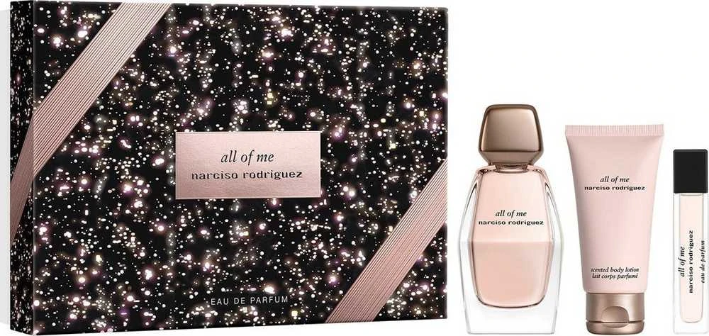 Rinkinys Narciso Rodriguez: „All Of Me“ moteriškas kvepalas, 90 ml + „All Of Me“ moteriškas kvepalas, 10 ml + „All Of Me“ drėkinamasis kūno losjonas, 50 ml
