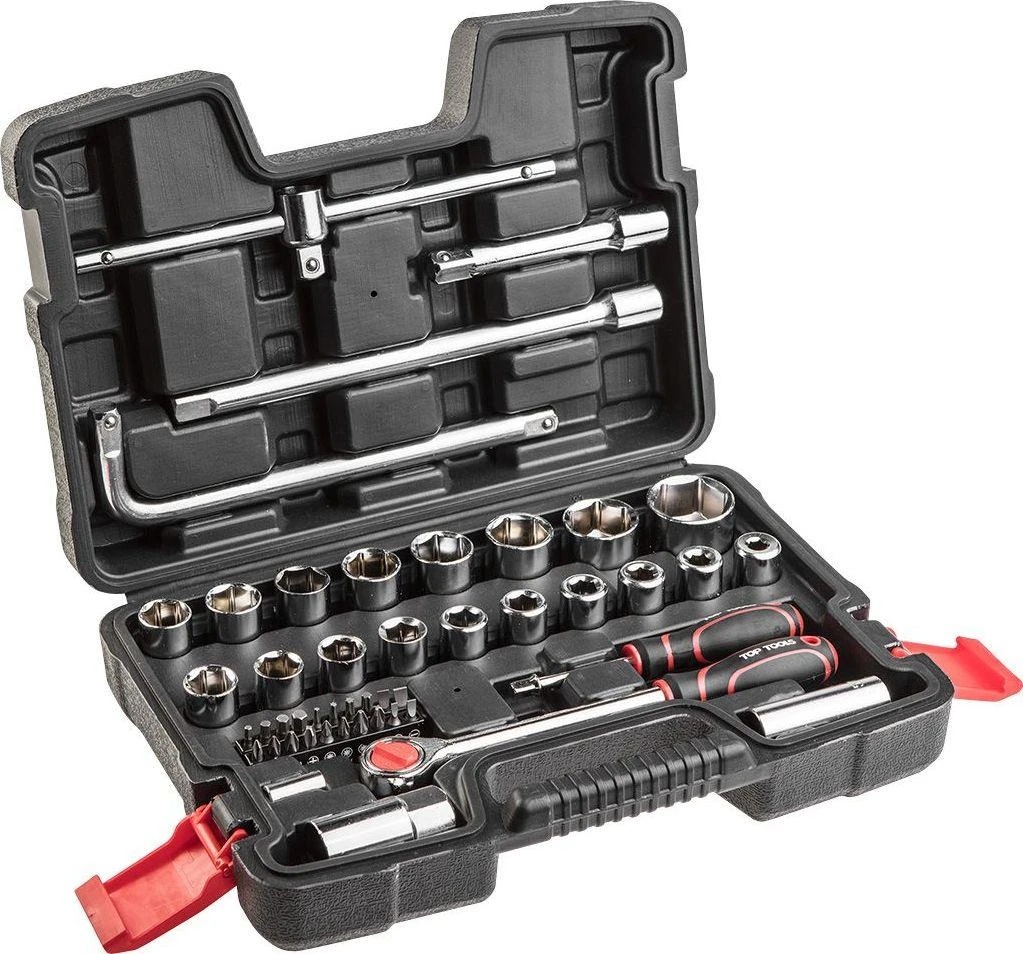Top Tools Klucze 1/4", 1/2" lizdinių raktų rinkinys, 47 vnt.