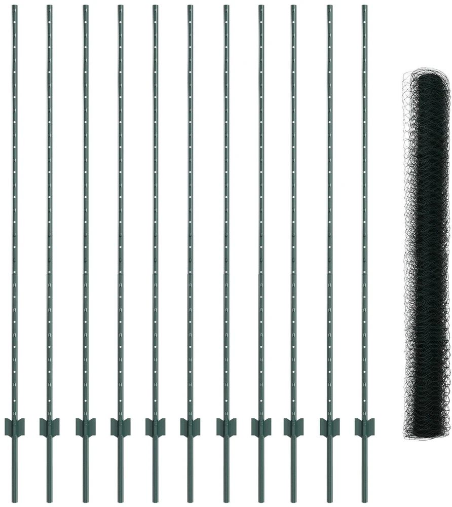 Hexagonal Fence with Post 25 x 1,5 m PVC dengtas plienas Žalia